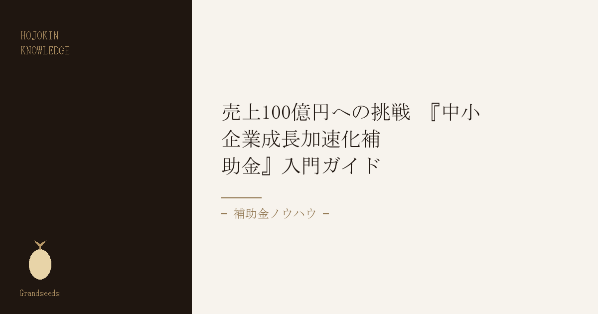 中小企業成長加速化補助金 入門ガイド